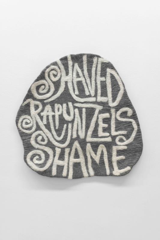 Shaved Rapunzel’s Shame, felted raw wool from Gotland and Merino sheep, 115 × 120 cm, 2023