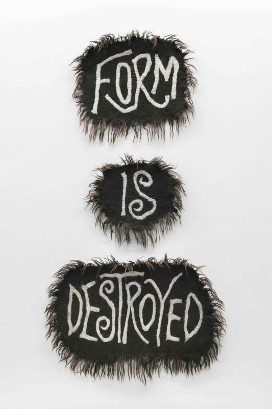 Form Is Destroyed, felted raw wool from Tiroler Bergschaf, Lleyn, Merino and Drenthe Heath sheep, 90 × 80 cm, 80 × 70 cm, 140 × 95 cm, 2024