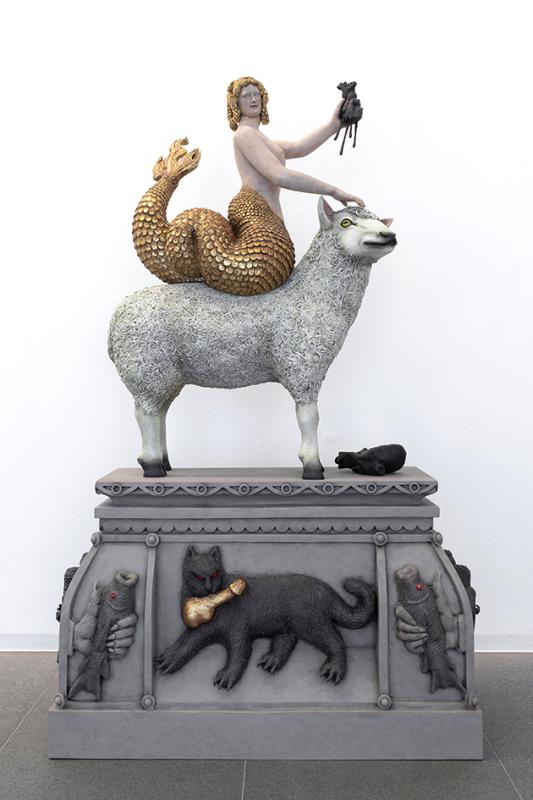 The Shepherd’s Warning, polystyrene, epoxy, gold foil, paint, 120 x 190 x 60 cm, 2024.