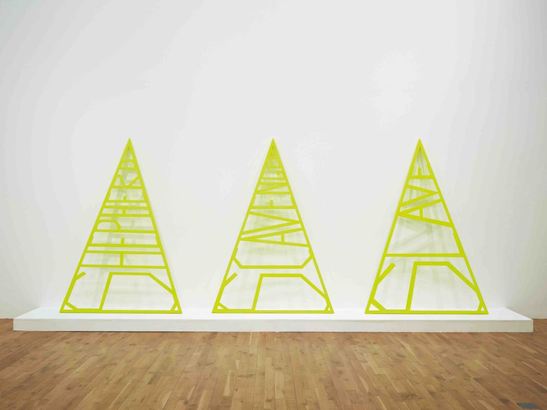Shepherd, Scavenger, Slave, aluminium, luminous paint, 180 × 130 cm, 2022